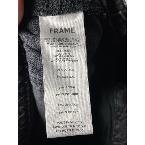 Frame Jeans Women's 25 Black Le Garcon Crop Jeans Dark Wash Denim Straight - Picture 6 of 7